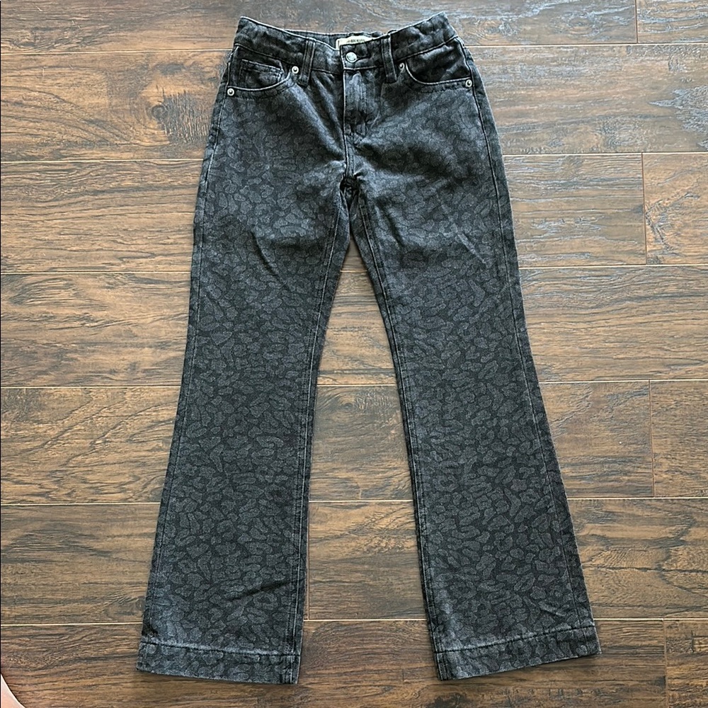 Kids' Black Patterned Flare Jeans